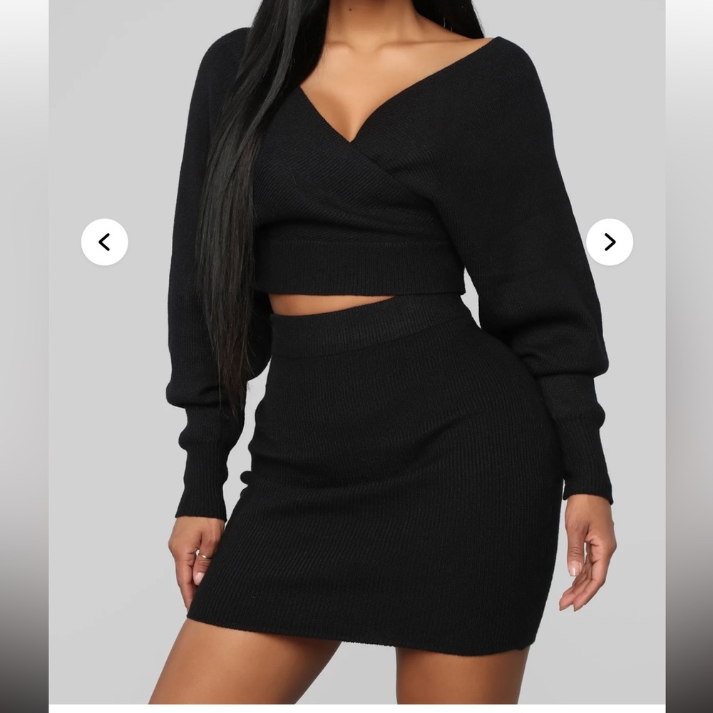 New Fashion Nova Black Mini Skirt Set